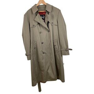 Vintage Arnie II Trench Coat Mens 44L Khaki Zip Out Lining Pockets Belted